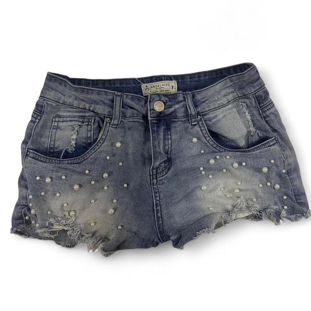 Angel Kiss Los Angels Pearl Detail Denim Shorts womens size 7 Perfect for summer
